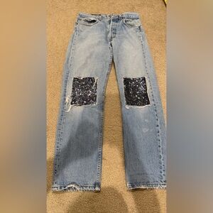 Levi's Light Blue Jeans with Black Sequin Patches